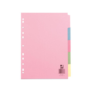 CW Office Q-Connect 5-PT Subject Divider A4, color-coded paper divider with five tabs for organizing documents.