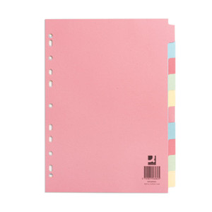CW Office Q-Connect 10-PT Subject Divider A4, pastel color divided tabs for organization.