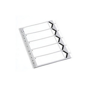 CW Office A4 White 1-5 Polypropylene Index, a white plastic file index with multiple slots for organizing documents.