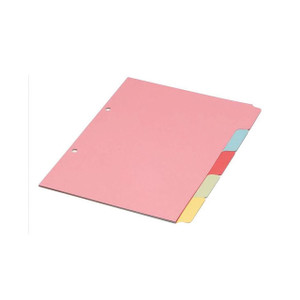 CW Office A4 Manilla Divider 5-PART Pink, pink and multicolored tabbed dividers for organizing documents.