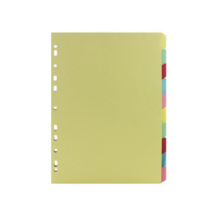 CW Office A4 Manilla Divider 10-PART Green, color-coded multi-tab office divider for organizing documents.