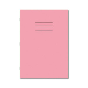 CW Office Exr Book 8MM Lined 80P A4 Pink PK50, pink notepad with lined pages for writing.