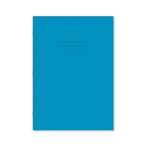 CW Office Exr Book 10MM Sq 80PG A4 L/BLU PK50, blue office notebook with lines on the cover for writing.