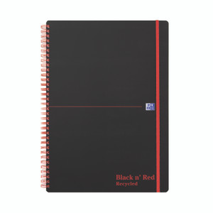 Black N Red Recy PP Wire Ntbk A4 PK5