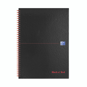 Black N Red Hb Wire Sq Notebk A4 PK5