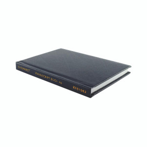 Product CW Office Q-Connect CB Ruled Notebook A6, black hardcover notebook with gold text on spine.