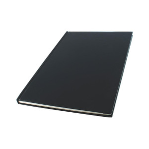 CW Office Q-Connect CB Index Notebook A4, black hardcover index notebook on white background.