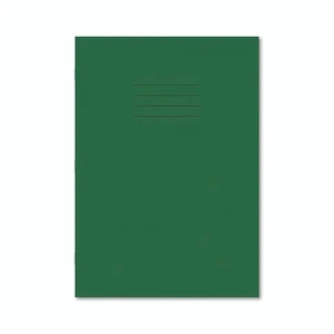 CW Office Exr Book 8MM Lined 80P A4 D/GRN PK50, green hardcover notebook with lined pages for office or school use.