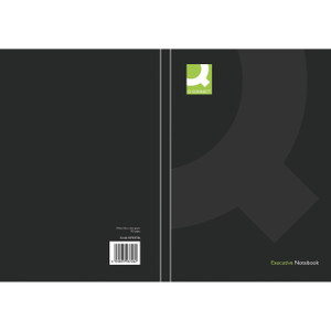 CW Office Qconnect Casebound A5 Hb Black PK3, black hardcover notebooks with white inside pages and green label, compact and durable.
