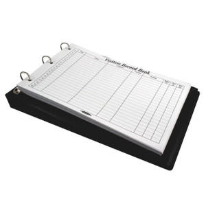 CW Office Visitor Book - A4 Complete Binder, open visitor record book with blank columns for recording visitor details.