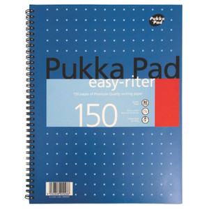 CW Office Pukka Wb Notepad Easy-Rite A4 WHT PK3, a spiral-bound white notepad with 150 pages and dotted cover design.