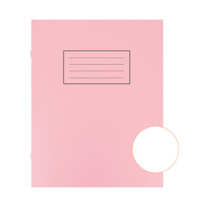 CW Office Silvine 9X7 Exer Books 80P 75G PK10, pink exercise book with lined pages and a rectangular label on the cover.
