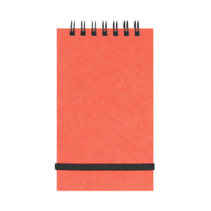 CW Office Silvine Band Pad 3X5 Spiral PK12, orange-colored notebook with black elastic band and metal spiral binding.