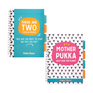 CW Office Pukka Planet Project Book B5 ASST PK2, colorful spiral-bound notebooks with motivational quotes and planet-themed designs.