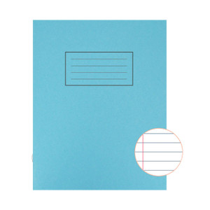 CW Office Silvine 9X7 Exer Books R/M BLU PK10, blue exercise books with lined pages and a label space on the cover