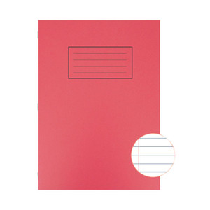 CW Office Silvine Red A4 Lined Ex Books PK10, red A4-sized notebooks with lined pages for writing and note-taking.