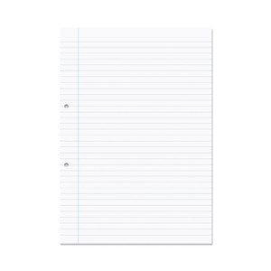 Product CW Office Rhino File Paper 500P F8M A4 PK5, white lined paper with side and top margins for binding.