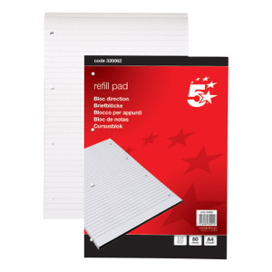 CW Office Refill Pad Rld Pch 160PG A4 Red PK10, image of a refill pad with white lined paper and red packaging.