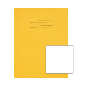CW Office Rhino 9X7 Ex Book Plain Yellow PK100, a yellow plain Ex Book with lined top section and a blank white label on the lower right corner.
