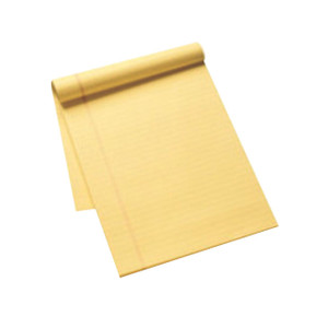 CW Office Q-Connect Executive Pad A4 Ylw PK10, yellow office note pad in A4 size with 10 sheets, for professional writing and note-taking.