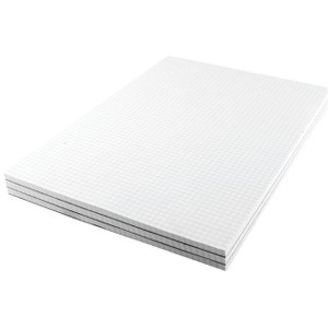 CW Office Q-Connect Memo Pad A4 80 5MM PK10, white memo pads with grid lines, stacked for office and writing needs.
