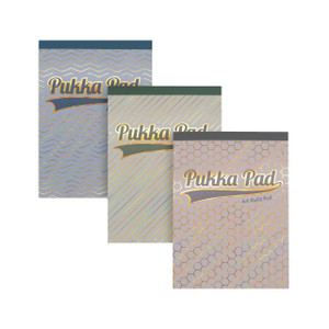 CW Office Pukka Pad Haze Refill 160 A4 AST PK6, holographic design colorful refill pads for office use with geometric and honeycomb patterns.