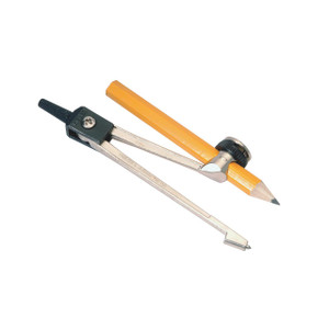 CW Office Helix Graduate Compass Pencil PK10, a yellow wooden pencil with a metal compass attached for drawing circles and angles.