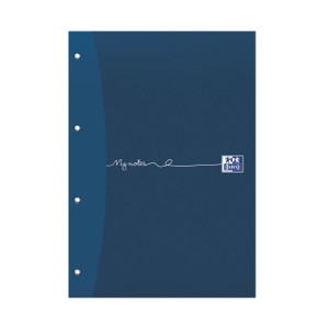 CW Office Oxford 4-HOLE Refil Pad 160PG A4 PK5, blue refill pad with 4-hole binding and white handwritten style text on cover.