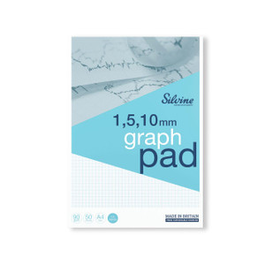 CW Office Silvine Graph Pad 1/5/10 50 sheets, A4 size with graph paper for note-taking and graphing.