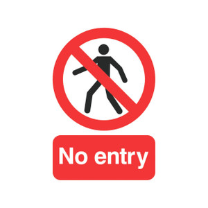 CW Office Signs Lab No Entry Sign S/A A5, a warning sign with a no entry symbol and text indicating restricted access.