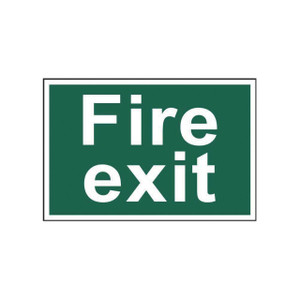 CW Office Spectrum Fire Exit PVC Sign, green with white text indicating fire exit location.