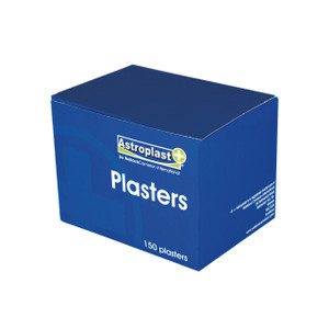 CW Office Wallace Washproof Plasters 7X2.4CM, blue box of 150 waterproof adhesive bandages for wound protection.