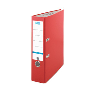 CW Office Elba Board Lever Arch A4 Red PK10, red A4 lever arch file for document storage with metal rings.