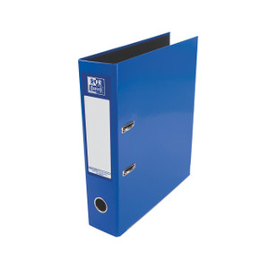 CW Office Oxford 70MM Lever Arch A4 Blue, image of a blue lever arch file with metal rings and a white label on the spine for organization.