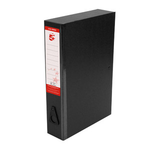 CW Office Classic Box File Black PK10, black plain box file with a label on the spine for organizing documents.