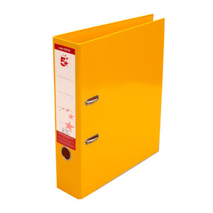CW Office Lever Arch File A4 Ylw PK10, yellow lever arch file for organizing and storing A4 documents.