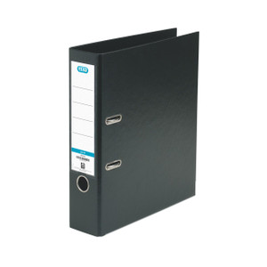 CW Office Elba 70MM Lever Arch A4 PVC Black, a black PVC lever arch file with metal lever arch mechanisms and a sturdy spine for organizing A4 documents.