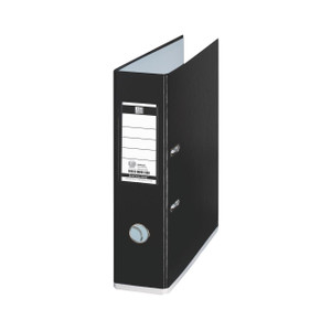 Product CW Office Mycolour Lever Arch A4 Black/White, a black lever arch file with a white label for organization, designed for A4-sized documents.