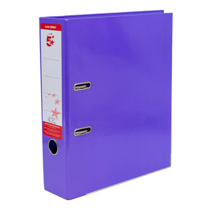 CW Office Lever Arch File A4 Purple PK10, purple lever arch file with metal rings for organization, ideal for storing and organizing A4 documents.