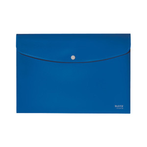 CW Office Leitz Recycle Doc Wallet A4 Blue, a durable A4-sized document holder made from recycled materials with a sleek design.