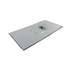 CW Office Leitz Lever Arch File Polypropylene, open metal lever arch file with white polypropylene cover and metal rings for organizing documents.
