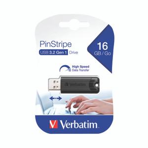 16GB Black Pinstripe USB 3.0 Drive