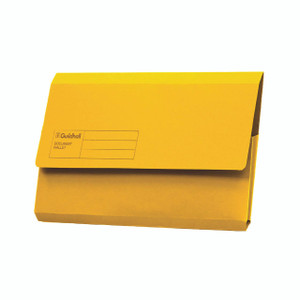 CW Office Guildhall Doc Wallet FC Ylw PK50, yellow document wallet for organizing papers and documents.