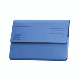 CW Office Exacompta Forever Document Wallet Blue PK25, blue recycled paper document wallet with flap and printed space for labels.