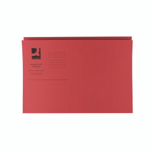 Product CW Office Q-Connect Square Cut Folder FC Red PK100, red medium-weight file folder for office organization.