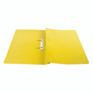 CW Office Q-Connect Trans File FC A4 Ylw PK25, yellow A4 size ring binder with metal ring mechanism and blank interior for organizing documents.