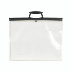 CW Office Westfolio Clip-Close Portfolio A2, white presentation portfolio with clip-close lid and black handle on a plain white background.