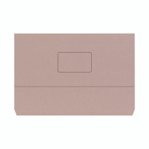 CW Office Document Wallet 220GSM FC Buff PK50, beige folder with a transparent window for labels, designed for organizing and storing documents.