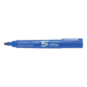 CW Office Permanent Marker Bullet Tip BLU PK12, blue permanent marker with bullet tip for writing and marking.