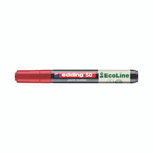 CW Office Edding E-50 Paint Marker Rd PK10, red paint marker pen with black and white body and red cap.